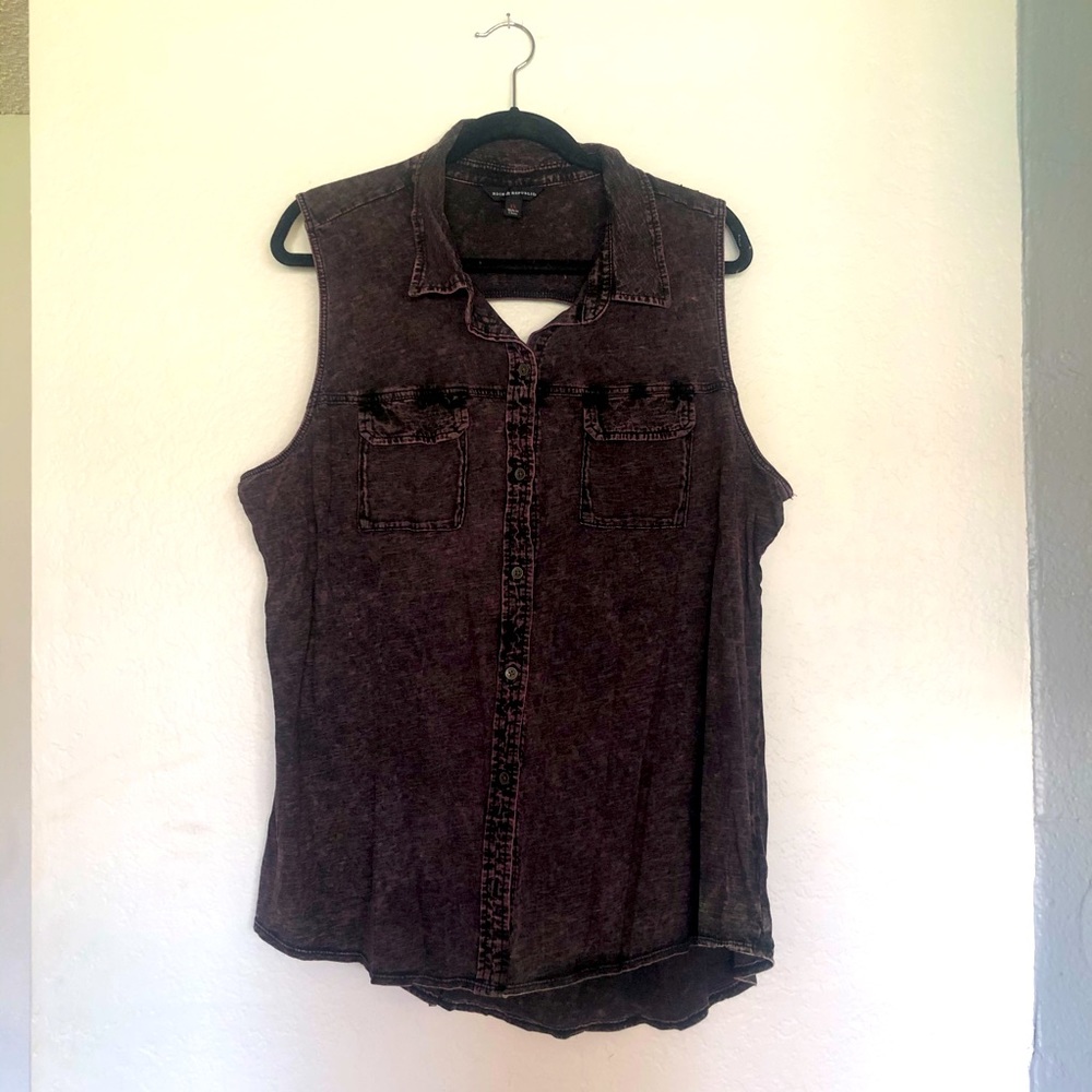 Rock and Republic purple acid washed denim top
